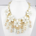 891025-208 Light Brown Flowers Necklace in Gold