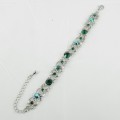 99314 Green in Silver Crystal Bracelet