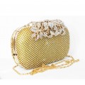 995064-201 Crystal in Gold , High quality flower diamante design  Evening purse