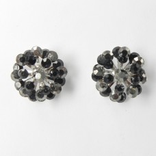 512364 Crystal Flower Shape Earrings in Black
