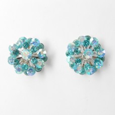512364 Crystal Flower Shape Earrings in Silver
