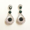 512399-114 Emerald Crystal Earring in Silver
