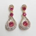 512399-209 Pink  Crystal Earring in Gold
