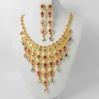 511052-209  Pink  in Gold  Necklace Set