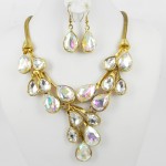 511154-201AB  Crystal Gold Necklace Set