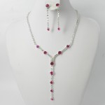 591141-112 Rose Crystal in Silver Necklace set 