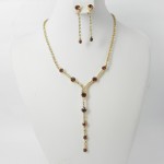 591141-208 Brown Crystal in Gold Necklace set 