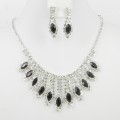 591419-102 Black Crystal in Silver Necklace set 