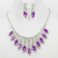 591419-105 Purple Crystal in Silver Necklace set 