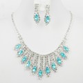591419-110 Aqua Crystal in Silver Necklace set 