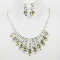 591419-118 Olivine Crystal in Silver Necklace set 
