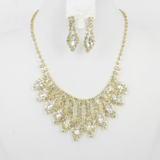 591419-201 Clear Crystal in Gold Necklace set 