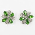 512354-106 Green Crystal Earring in Silver