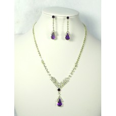 591005-216 Gold Necklace Set in Purple