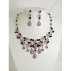 511115-105 Purple Crystal Necklace Set in Silver