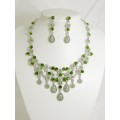 511115-106 Green Crystal Necklace Set in Silver