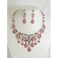 511115-107 Red Necklace Set in Silver