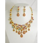 511115-207 Red Crystal Necklace in Gold