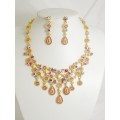 511115-209 Pink Necklace Set in Gold