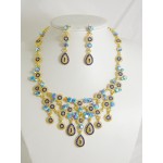 511115-215 Royal Blue Necklace Set in Gold