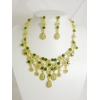 511115-206  Green Crystal Necklace Set in Gold