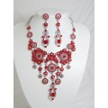 511110-107 Red Necklace Set in Silver