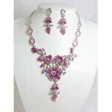 511118-109 Pink Necklace Set in Silver