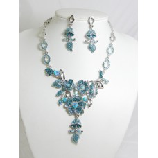 511118-110 Aqua Blue Necklace Set in Silver