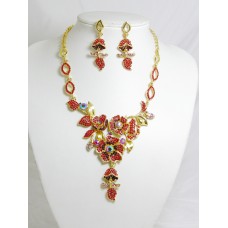 511118-207 Red Necklace Set in Gold
