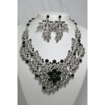 511123 Black Crystal Necklace in Silver
