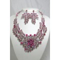 511123 Pink Crystal Necklace in Silver
