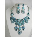 511127-113 Blue Zir. Necklace Set in Silver