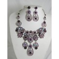 511127-116  Purple Necklace Set in Silver
