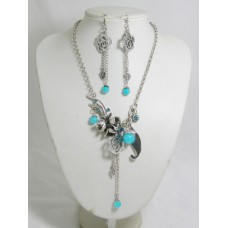 891019 Aqua Blue Bead Necklace Set