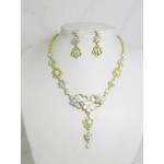 511076-201AB  Rhinestone Necklace Set in Gold