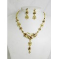 511076-208 Topaz Rhinestone Necklace Set in Gold
