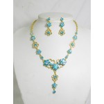 511076-210 Aqua Blue Necklace in Gold