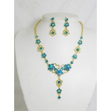 511076-213 Blue Zirconia Necklace Set in Gold